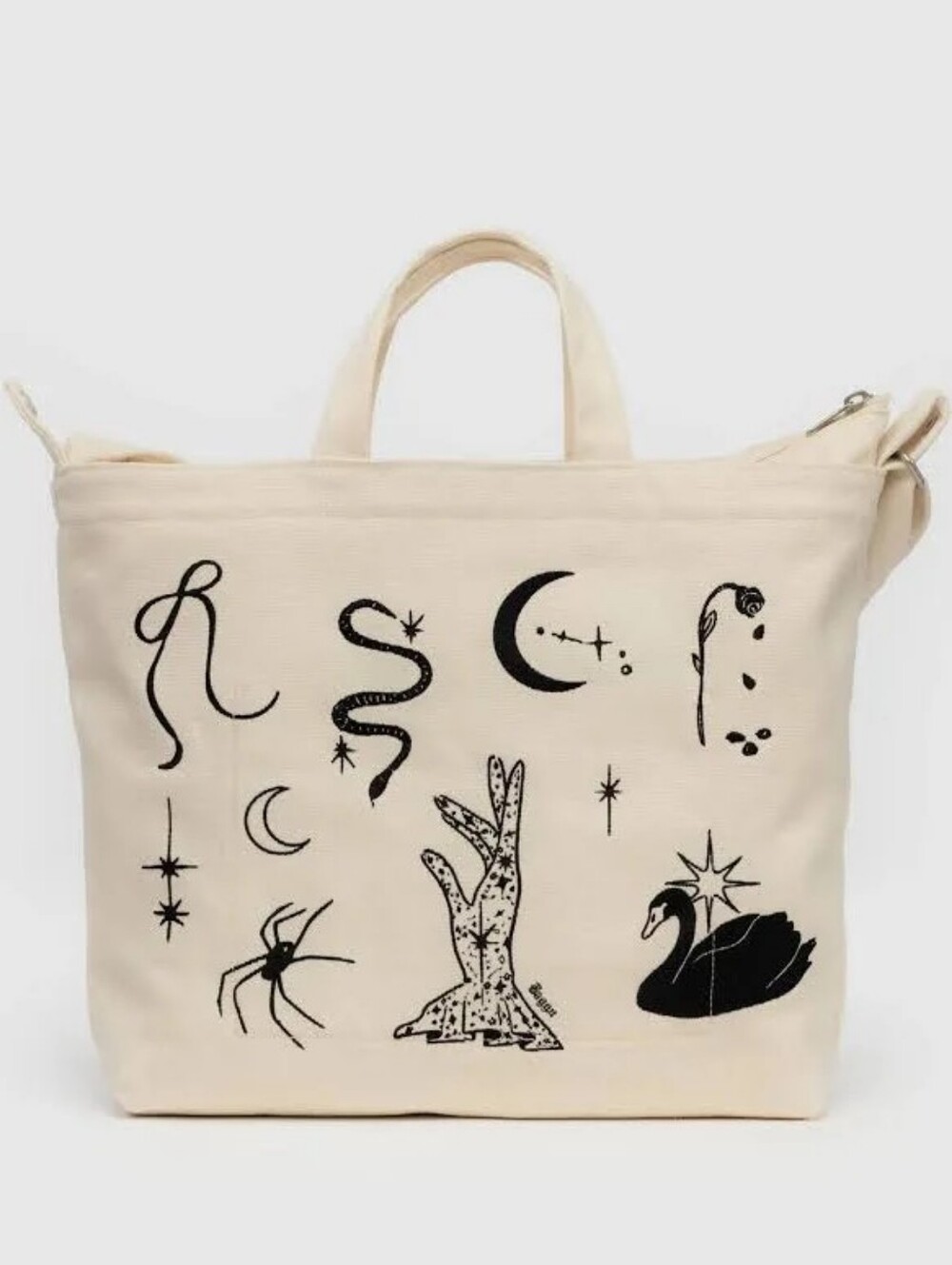 Sealed , Never Opened. MINT BAGGU Cream Canvas Tote with Black Logo